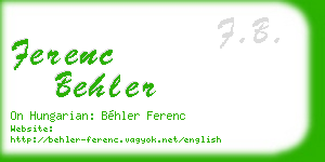 ferenc behler business card